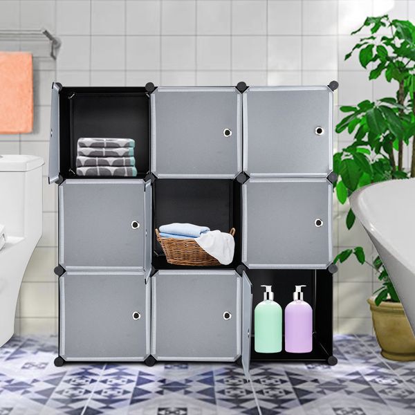 2019 Sonyi Cube Storage Organizer 9 Cube Diy Plastic Closet Cabinet Modular Bookcase Bedroom Living Room Office Storage Shelving With Doors From