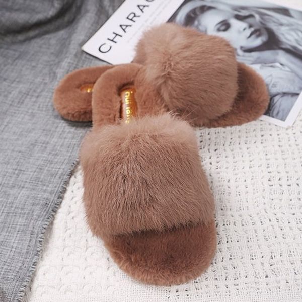

fur slides for women shoes flat fur home slippers 2019 winter furry flip flops ladies fluffy cute female shoes woman slipper, Black