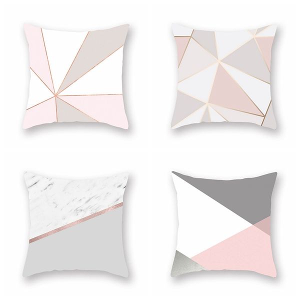 

fashion 45*45cm geometry decorative pillow case throw cushion living room bedroom sofa decor cover rose gold peach cashmere lumbar case