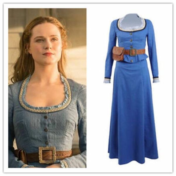 

westworld dolores abernathy blue dress cosplay costume halloween custom madeqw, Black;red