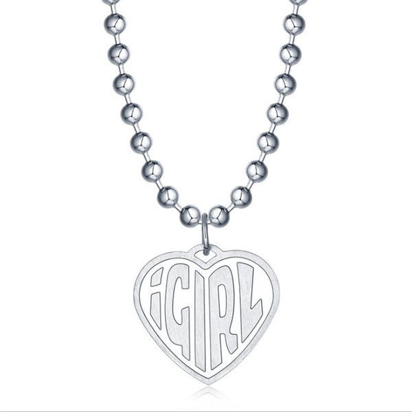 

stainless steel igirl heart necklace heavy duty gothic streetwear chain necklace choker metal collar high polished, Silver