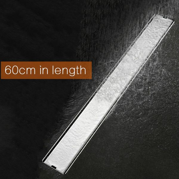 

60cm Length Bathroom Invisible Shower Floor Drain Stainless Steel Brushed Rectangle Deodorant Water Drain