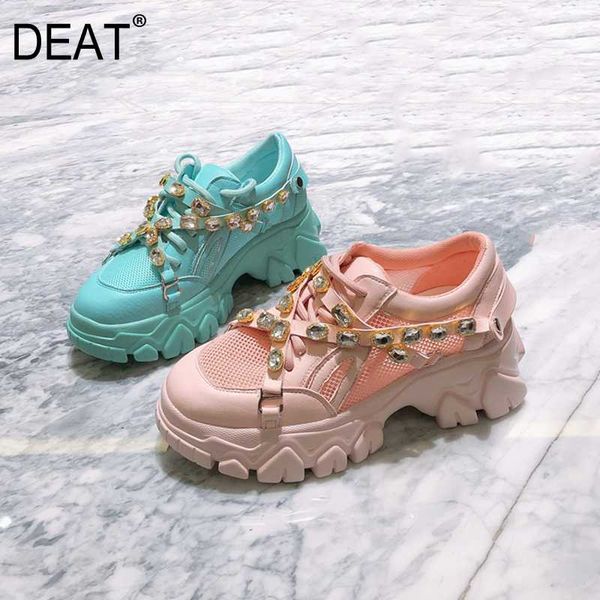 

deat] 2020 round toe cross band crystal pu leather single thick bottom platform sneaker women new spring autumn fashion 10g988, Black