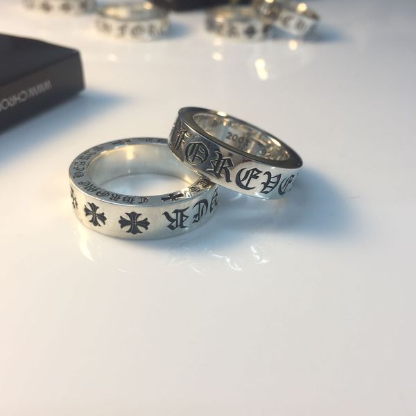 

CH FY 6MM Ring 925 Sterling Silver Punk Rebellious Style Ring Designer Vulcanization Craft Jewelry