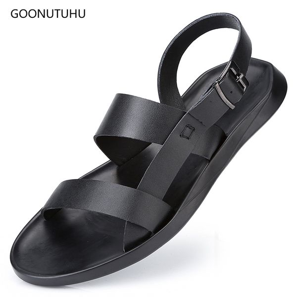 

2019 new men's summer sandals genuine leather fashion shoes leather sandals men casual beach outdoor for men black shoe