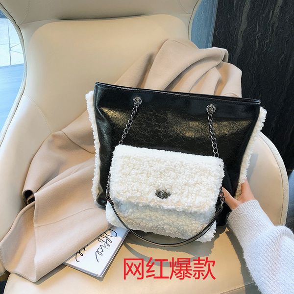 

2020 new women's bag lamb wool mother bag casual wool one shoulder messenger