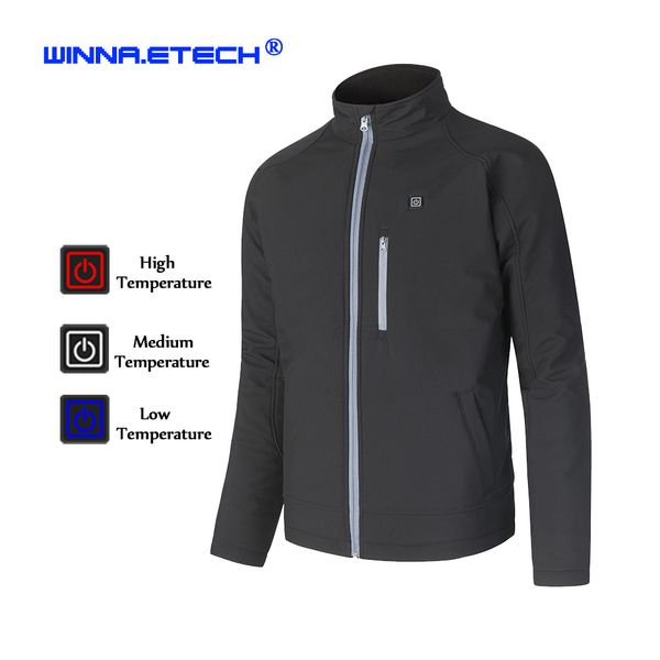 

usb charging electric heated jacket winter keeping warm heating jacket windproof thermal sport coat for skiing outdoor camping, Blue;black