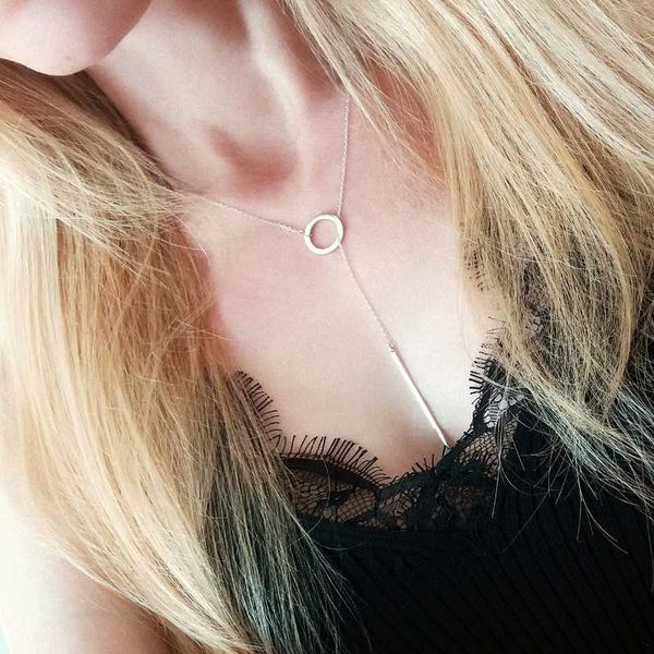 

korean style gold necklace stainless steel necklace ladies round cuboid pendant ladies fashion jewelry necklaces women 2020, Golden;silver