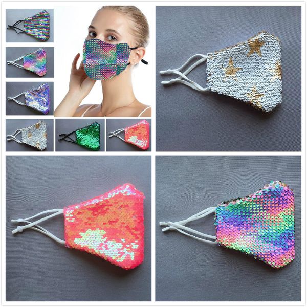 

bling bling sequins face mask summer breathable sunscreen dual layer cycling mask fashion mouth masks ing