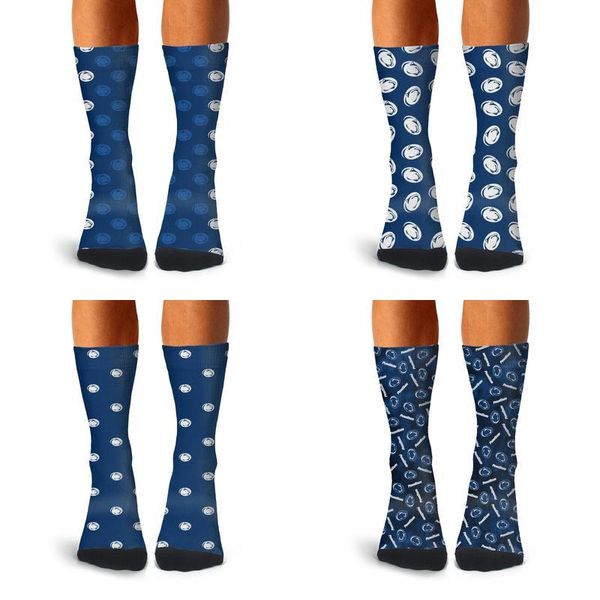 

man penn state nittany lions football blue crew socks cotton fit thin high ankle running value gray, Black