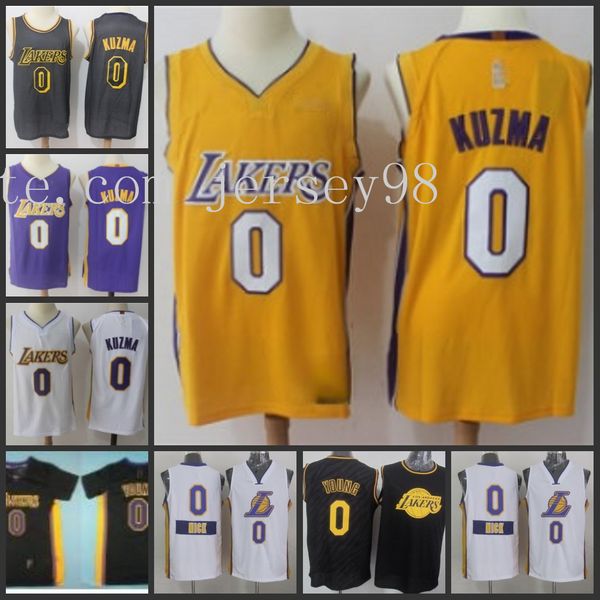

los angeles laker men #0 kyle kuzma yellow nba 2020swingman jersey, Black