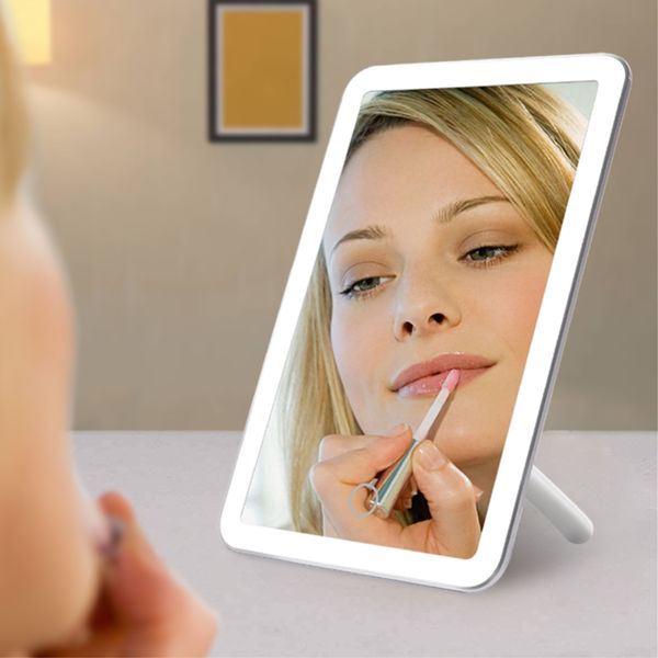 

desktouch screen led light makeup mirror usb rechargeable vanity folding mirror with lights table mirrors cosmetics lamp
