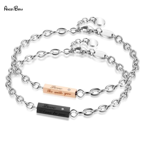 

2020 stainless steel chain couple bracelet for men women jewelry adjustable lover bracelet with charm pulseira hombres, Black