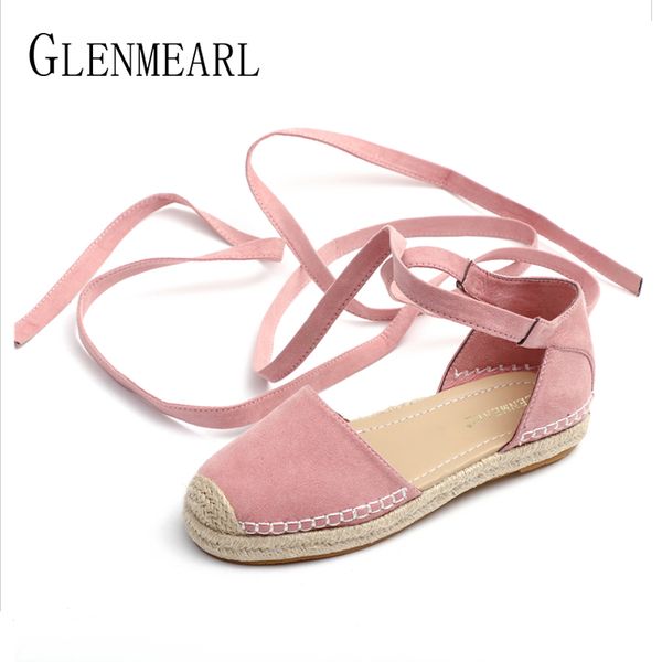 

2018 women flats summer shoes platform mules lace up ankle strap fisherman shoes woman straw round toes plus size ladie de, Black