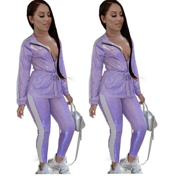 

women fashion sport tracksuit zipper + pants 2 pieces woman jogging suits track suit womens sweatsuits sweat suits, Gray
