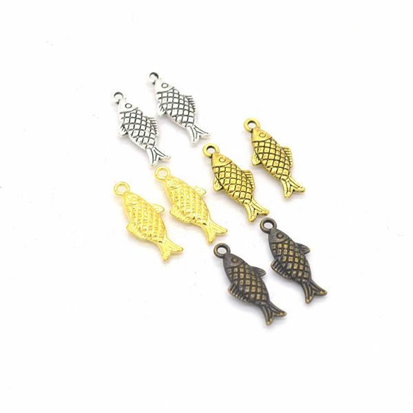 

100pcs/pack fish charms diy jewelry making pendant fit bracelets necklaces earrings handmade crafts silver bronze charm, Bronze;silver