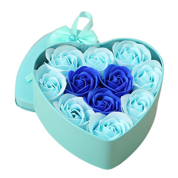 

11pcs/box artificial flowers rose soap flower heart shape diy wedding decoration for souvenir valentines day gifts flore-blue
