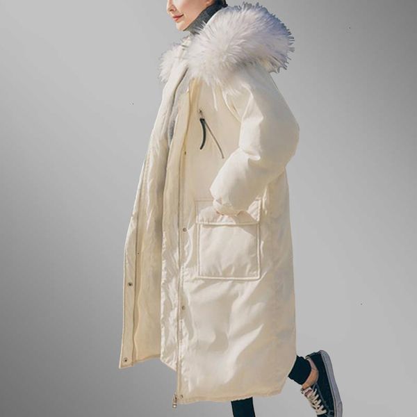 

women winter coat thicken wet wool parka hooded warm vos bontkraag katoen long coat wet clothing pj307, Black