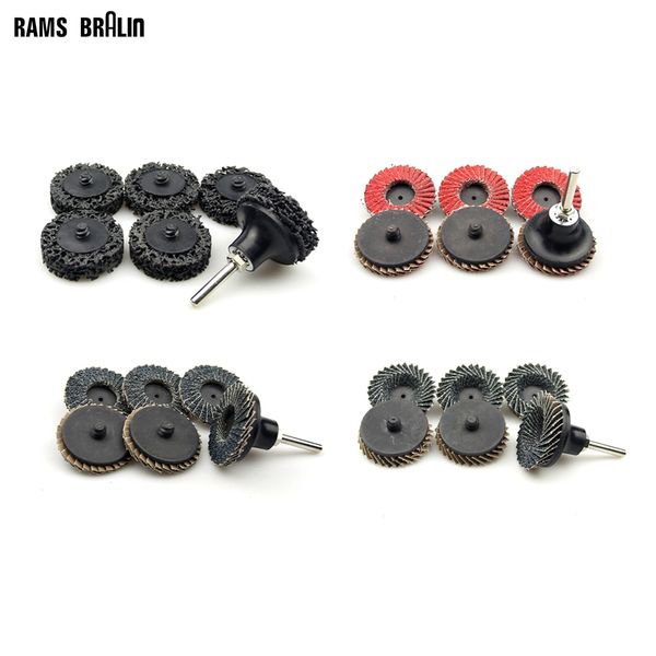 

20 pcs 2"/50mm roloc grinding disc flap wheel for metal finish + holder nozzle drill kit