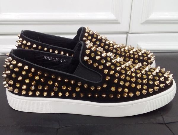 

european station new designer brand rivet flat red shoes luxury men's women's party party couple leather sports shoes size 36-46, Black