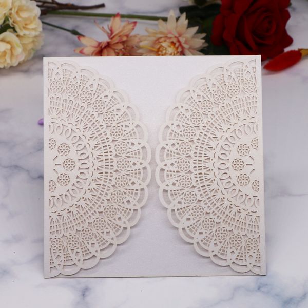 

25pcs white hollow laser card new design lace patterns for easter grand event memorable ceremony wedding programs invitations card, Black