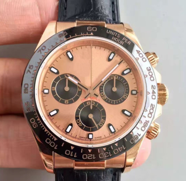 

factory fashion brand modern mens chronograph automatic eta 7750 watch men ceramic bezel valjoux crystal sport men luxury wristwatches, Slivery;brown