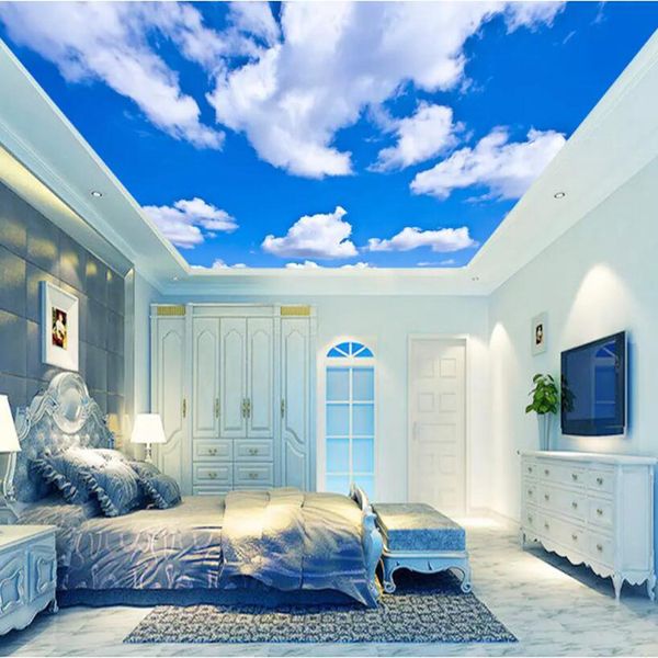 Blue Sky White Clouds Ceiling Wallpapers Creative Modern Designs 3d Wallpaper Home Living Room Bedroom Decoration Wallpaper A Desk Wallpaper And