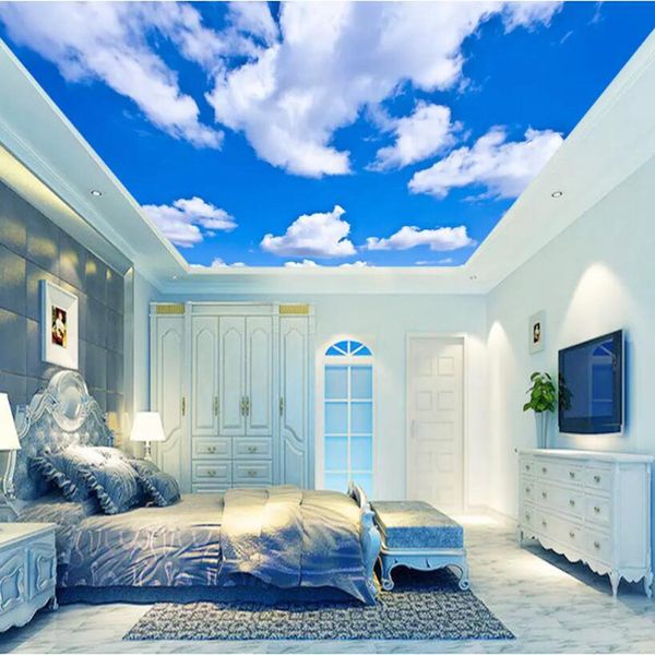 Grosshandel Blauer Himmel Weisse Wolken Decke Tapeten Kreative Moderne Designs 3d Wallpaper Home Wohnzimmer Schlafzimmer Dekoration Von Margueriter