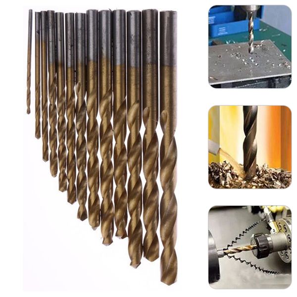 

13pc/lot hss high speed steel titanium coated drill bit set 1/4 hex shank 1.5-6.5mm electric drill tool accessories