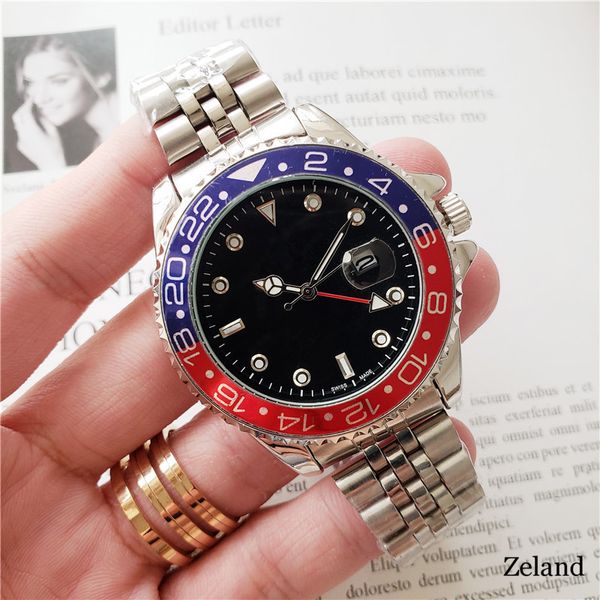 

44мм Relogio мужские часы Мужчина для Luxury Вист моды черный циферблат с календарем Brackle