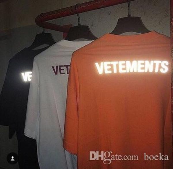 

19ss vetements 3 м светоотражающий логотип футболка хип-хоп улица скейтборд тройник мужчины женщины повседневная мода классический короткие, White;black