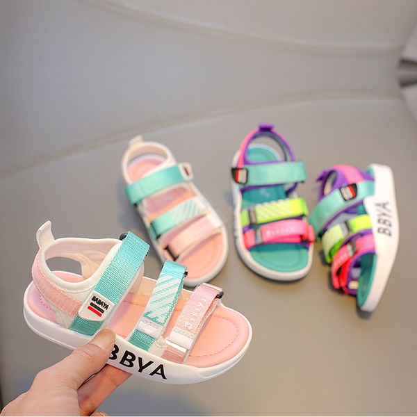 

babaya children's sandals girls beach shoes baby shoes 2020 summer new style fashion color matching girls beach shoes t200430, Black;red