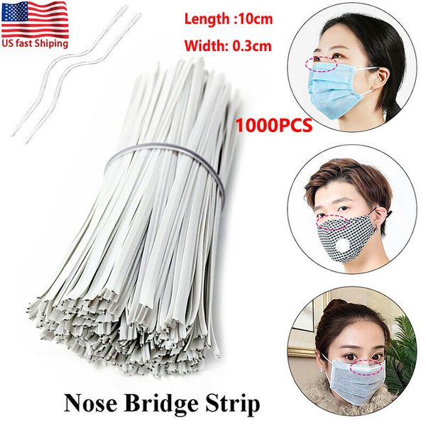 

сша бесплатной доставка 1000шта pe пластиковые переносицы провод полоски bendable провода diy маски twist нос связи мост белый 10см * 0.3cm