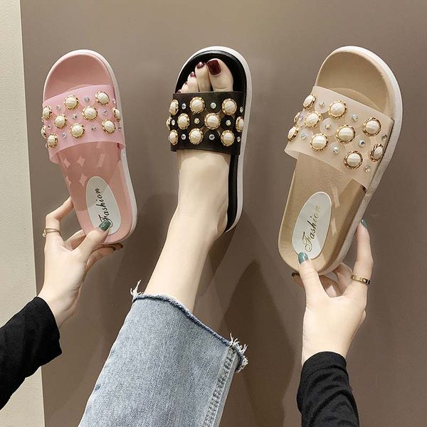 

beach shoes slippers flat platform med slides rivet fashion sabot soft luxury basic pu rubber slippers casual shoes rivet med, Black