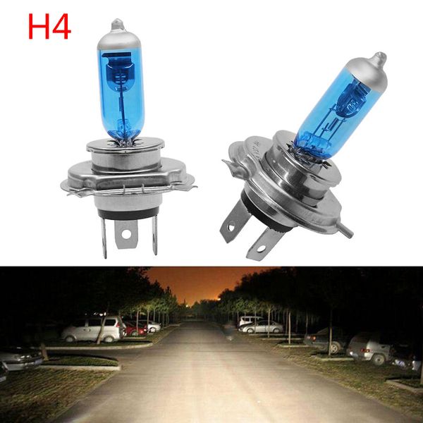 

2pcs h4 55w/100w halogen 6000k high low beam light headlight bulb auto car p43t 6000k 12v xenon white 9003 lamp