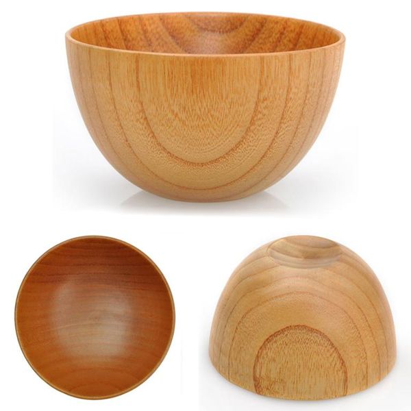 

japanese style home non-slip home kitchen simple natural style bowl solid wood rice bowl tableware