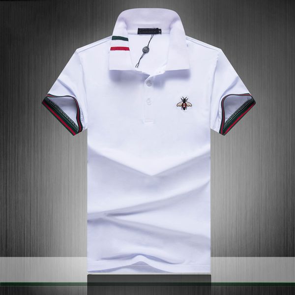 

2019 brand new fa hion cla ic triped men polo hirt hort leeved ca ual polo hirt nake bee floral embroidery men polo 3xl
