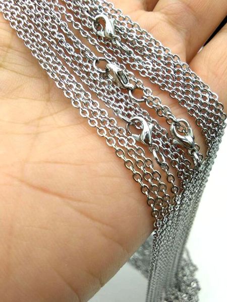 

akolion necklaces chains stainless steel necklace for men women curb cuban davieslee jewelry 40cm 45cm 50cm 50pcs/lot, Silver