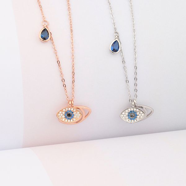 

s925 sterling silver мода все матча devils ожерелье глаз австрия кристалл ключицы цепи кулон глаз jewelry поколение волос