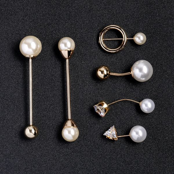 

new recommend woman/girl fixed straps anti slip pin korean simple pearl brooch charm female pins collar lapel pins rhinestone brooch jewelry, Gray