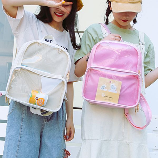 

cute clear transparent women backpacks pvc jelly color student schoolbags fashion ita teenage girls bags for school backpack new