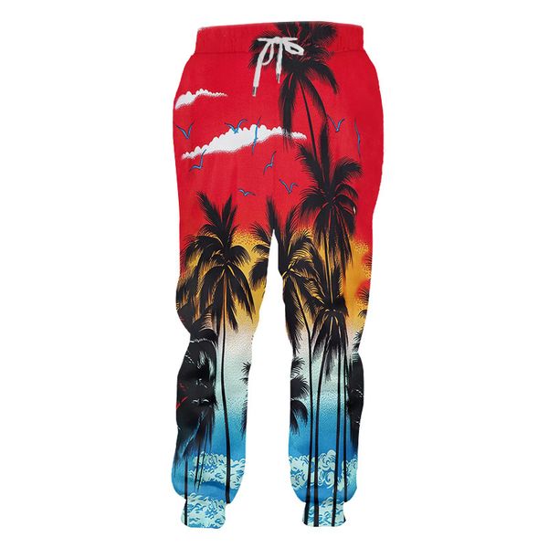 

men's pants gym jogger novelty hawaiian 3d graphic baggy sweatpants men women beach casual sport active trousers custom s-6xl, Black