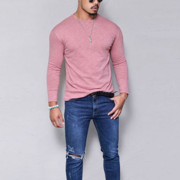 

canis fashion men slim fit o-образным вырезом с длинным рукавом muscle tee футболка повседневные топы блузка, White;black