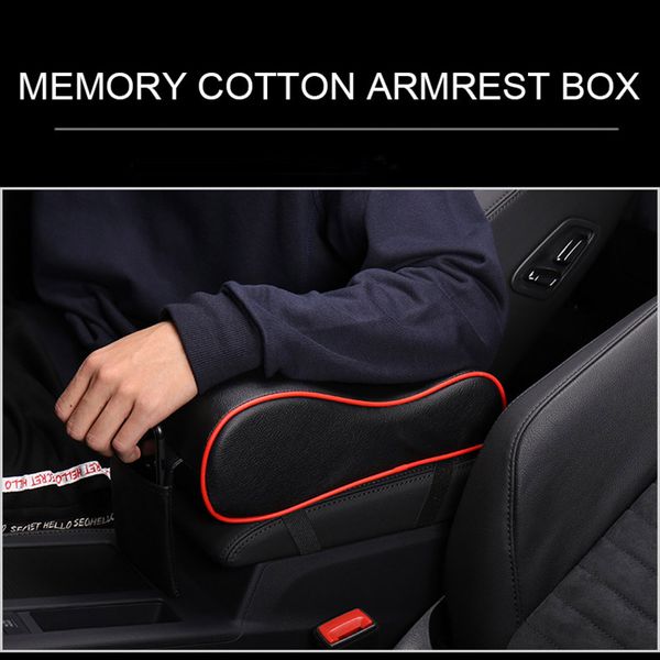 Black Car Seat Center Console Armrest Heighten Pad Cushion Supporting PU Leather