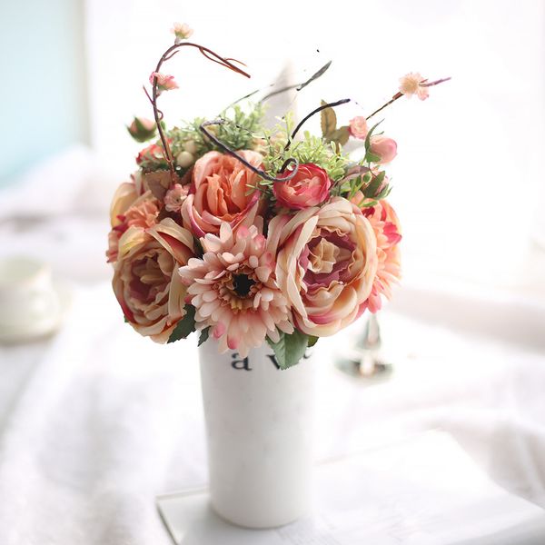 

искусственный шелк розы герберы цветы букет свадеб декоративные товары домашнего офиса моделирование украшения 6a1251