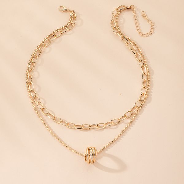 

2020 new trendy gold chain double layers choker minimalism necklace korean fashion party jewelry, Golden;silver