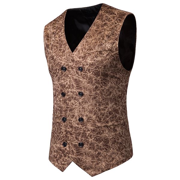 

2019 3d-print brand suit vest men jacket sleeveless beige gray brown vintage tweed vest fashion spring autumn, Black;white