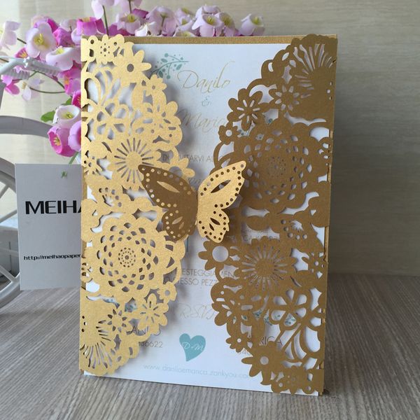 

luxury wedding invitations cards hollow sculpture butterfly design envelop festival ceremony invitations cards theme party cards, Black
