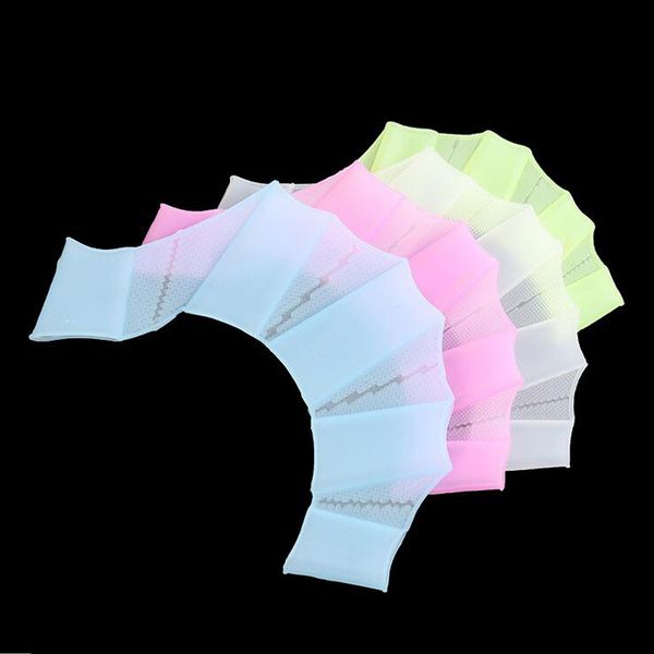 

silicone men women children kids training water sports diving swimming hand fins half finger paddling gloves flippers swim gear