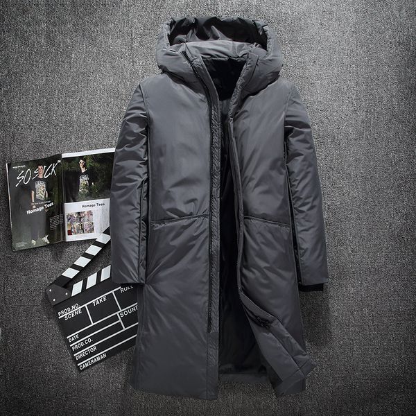 

men coat warm thick winter down jacket men fashion brand clothing x-long male white duck down coat size m-3xl, Black